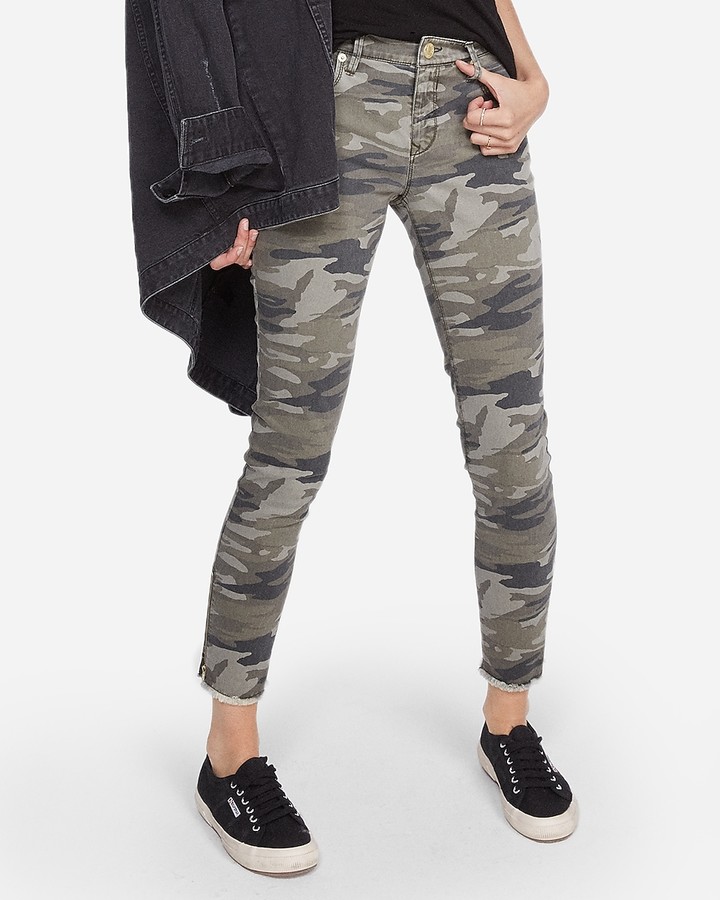 Express Mid Rise Camo Print Ankle Leggings - ShopStyle Skinny Jeans