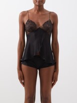 Silk-satin And Lace Cami Top - Black 