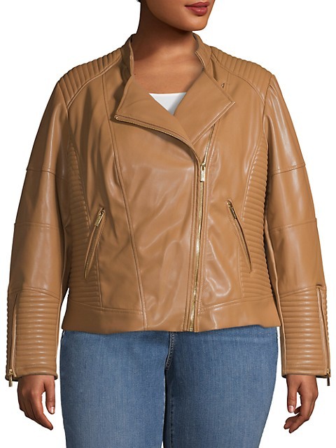 calvin klein leather moto jacket women's