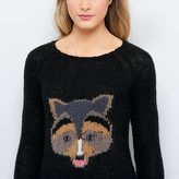 Thumbnail for your product : Soft Grey Long-Sleeved Scoop Neck Raccoon Motif Sweater, 10% Mohair