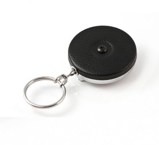 Key Bak KEY-BAK Original Chain Retractable Keychain with 24" Stainless Steel Chain, Black Front, Steel Belt Loop, 8 oz. Retraction, Split Ring