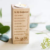 Thumbnail for your product : Natural Gift Store Godparent Personalised Wooden Tealight Candle Holder