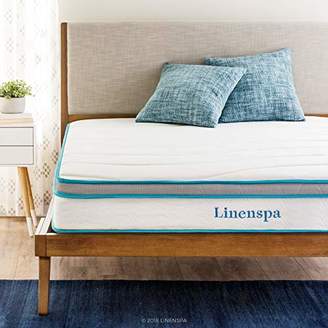 Linenspa 8 Inch Memory Foam and Innerspring Hybrid Mattress with Linenspa 14 Inch Folding Platform Bed Frame - King
