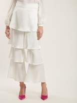 Thumbnail for your product : Osman Felix Tiered Satin Trousers - Womens - White