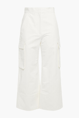 Lee Mathews Frankie Cropped Cotton-blend Canvas Wide-leg Pants