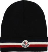 Thumbnail for your product : Moncler Logo stripe wool rib knit beanie