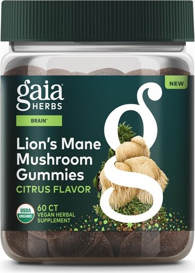 Gaia Herbs GaiaHerbsLion'sManeMushroom-NaturalBrainSupportSupplement-Organic-FreefromGluten,Soy&Dairy-60VeganGummies(30Servings)