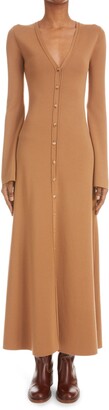 Chloé Long Sleeve Merino Wool Cardigan Dress
