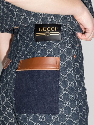 Gucci Blue Monogram Flared Jeans