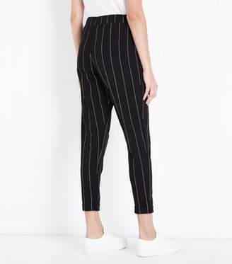 New Look Black Stripe Tapered Trousers