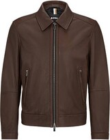 Thumbnail for your product : HUGO BOSS Leather jacket with two-way zip