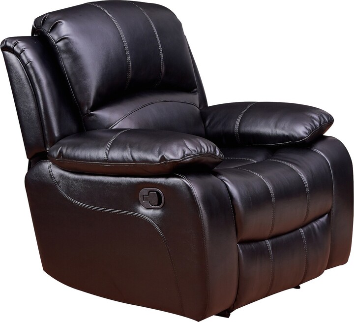 B Furniture Vanity Art Bonded, Bonded Black Leather Glider Recliner