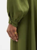 Thumbnail for your product : Fil De Vie Merieme Balloon-sleeve Bamboo-twill Dress - Dark Green