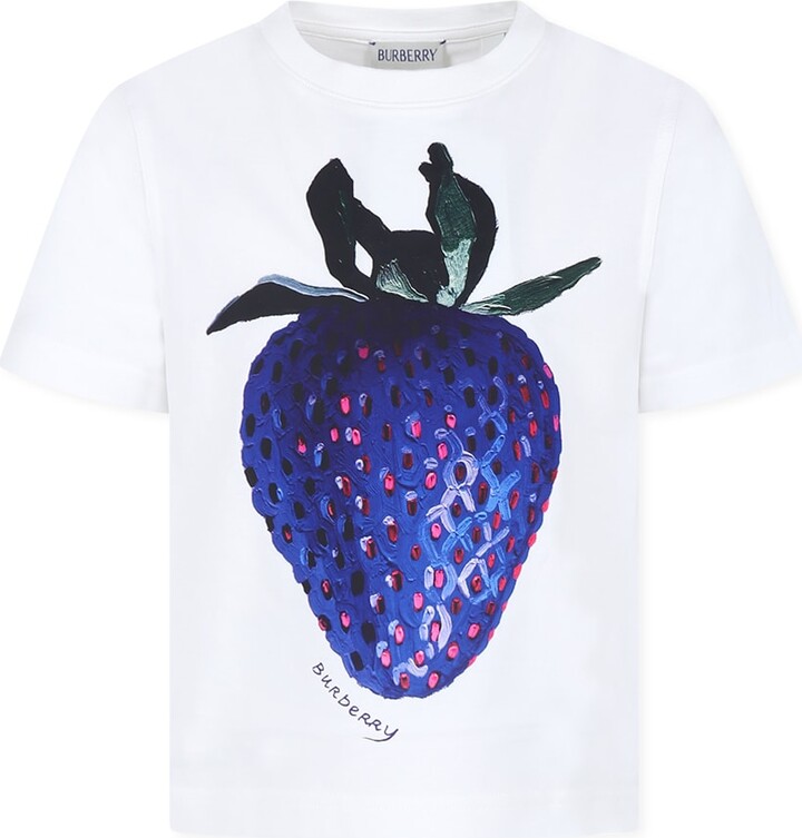 Burberry White T-shirt For Girl With Strawberry