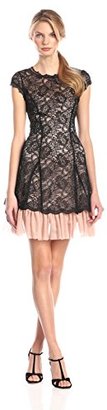 Jessica Simpson Women's Cap-Sleeve Lace Dress with Tulle