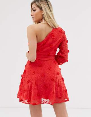 Talulah Scarlett asymmetric sleeve ruffle dress