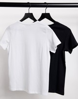 Thumbnail for your product : NA-KD 2 pack crew neck cotton t-shirt in black and white