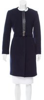 Thumbnail for your product : Sandro Leather-Accented Wool Coat