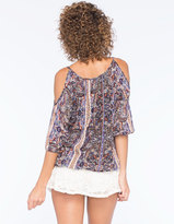 Thumbnail for your product : Hip Linear Print Womens Cold Shoulder Top