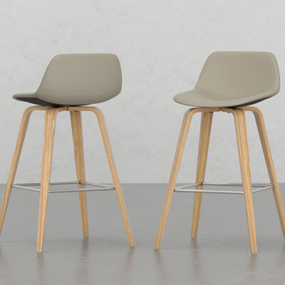 Corrigan Studio Stool Of 2 - Natural Footrest Comfortable Seat Bar Height Stools Look