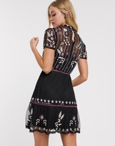Thumbnail for your product : Frock and Frill short sleeve embroidered skater dress