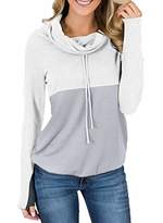 Actloe Women Cowl Neck Plaid Long Sleeve Pullover Tops Casual Tunic Sweatshirt