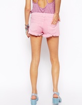 Thumbnail for your product : ASOS Low Rise Denim Shorts in Pink with Rips