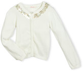 Thumbnail for your product : Billieblush Embellished Cotton Button-Front Cardigan, White, Size 4-8