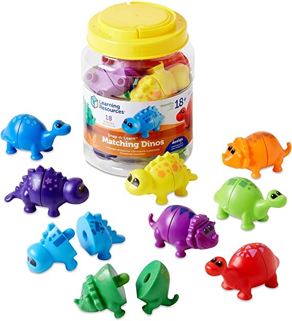 Learning Resources Snap-n-Learn Matching Dinos, Fine Motor, Counting & Sorting Toy, Shape Sorting, 18 Pieces, Sorting, Ages 2+