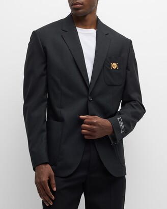 Versace Printed Lapel Suit Jacket in Black for Men | Lyst