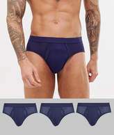 Thumbnail for your product : ASOS Design DESIGN 3 pack briefs in navy mesh fabric save