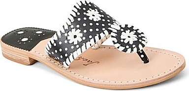 Jack Rogers Jacks Dotted Leather Flat Thong Sandals