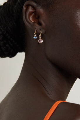 Andrea Fohrman Mini Cosmo 14-karat Gold, Rose De France And Diamond Hoop Earrings - One size