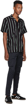 Bather Black and Green Striped Camp Shirt