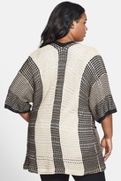 Thumbnail for your product : Lucky Brand 'Glendora' Grid Stitched Open Front Cardigan (Plus Size)