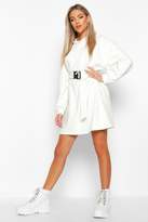 Thumbnail for your product : boohoo Belt Buckle Detail Hoodie Dress