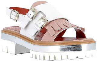 Santoni Pink/white Leather Sandals
