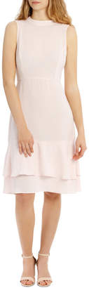 Miss Shop Halter Neck Frill Hem Dress - Soft Pink