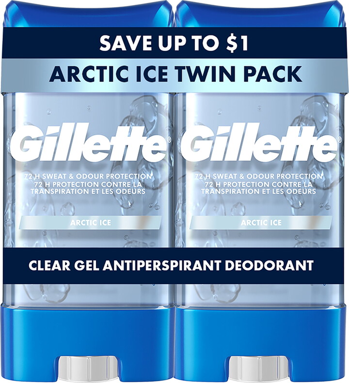 Gillette Antiperspirant Deodorant for Men, Clear Gel, Arctic Ice, Twin Pack, 3.8 oz