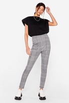 Thumbnail for your product : Nasty Gal Womens Houndstooth High Waisted Fitted Trousers - Mono - 6