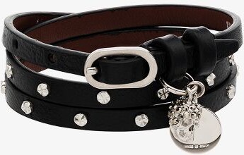 Just for Kat Skull and Leather Wrap Bracelet