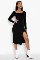 Thumbnail for your product : boohoo Square Neck Side Split Midi Dress