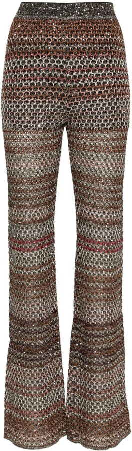Petite Metallic Crochet High Waisted Pants