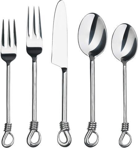 STARWELL Gourmet Settings - 20-Piece Silverware Set -TWIST Collection - Polished Stainless Steel Flatware Sets - Service for 4 - Kitchen Cutlery Utensils...