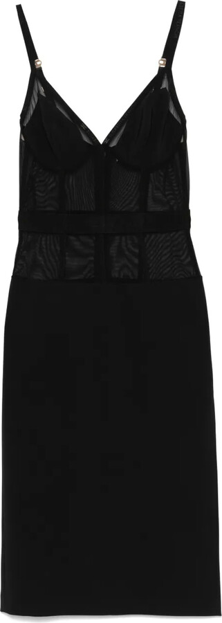 Elisabetta Franchi Crepe Tulle Midi Dress