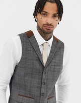 Thumbnail for your product : Harry Brown Grey Brown Contrast Tipped Slim Fit Waistcoat