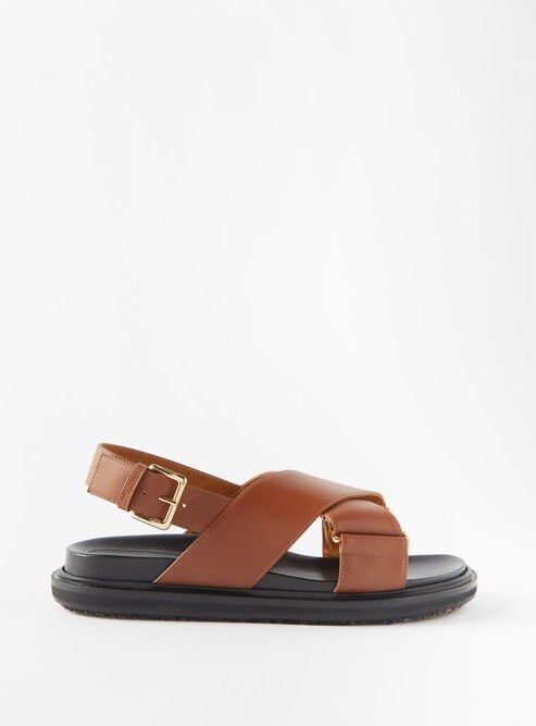 Marni Fussbett Smooth Leather Sandals - Tan - ShopStyle