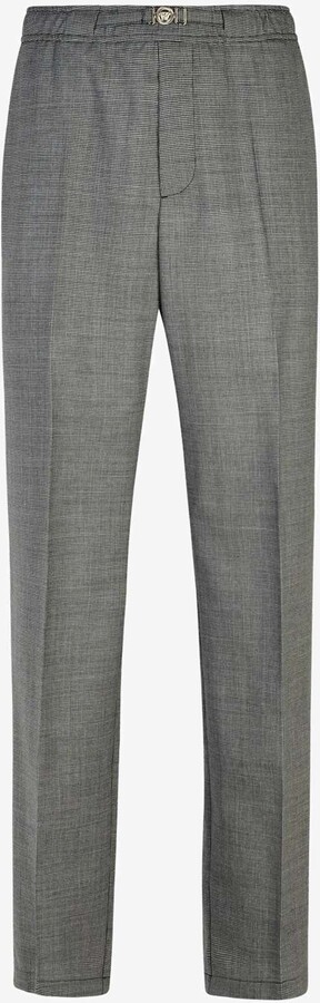 Versace Tapered-Leg Houndstooth Wool Pants