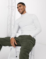 Thumbnail for your product : ASOS DESIGN muscle long sleeve t-shirt with roll neck in white