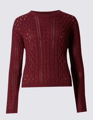 Marks and Spencer Button Back Cable Knit Jumper